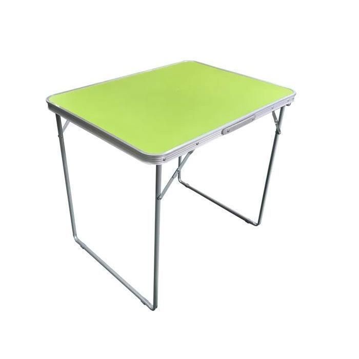 Table de Camping - Vert Pistache - 80x60x70cm - 4 places - Aluminium - Rectangulaire