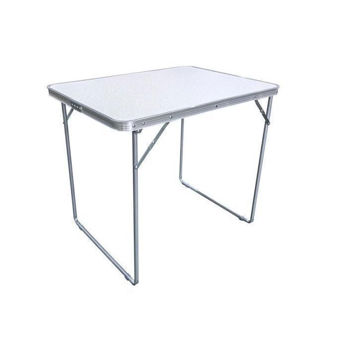 Table de Camping - Pliante - 80x60x70cm - Aluminium - 4 places - Blanc