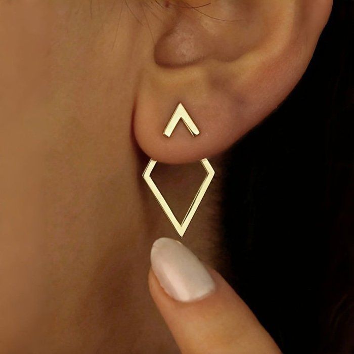 Boucles d'Oreilles - Accessoires - Rétro Minimalistes - Géométriques - Triangles et Carrés - Doré