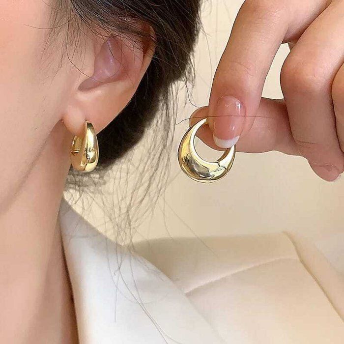 Boucles d'Oreilles Créoles - Acier Inoxydable - Doré - Épaisses - Élégantes - Modernes