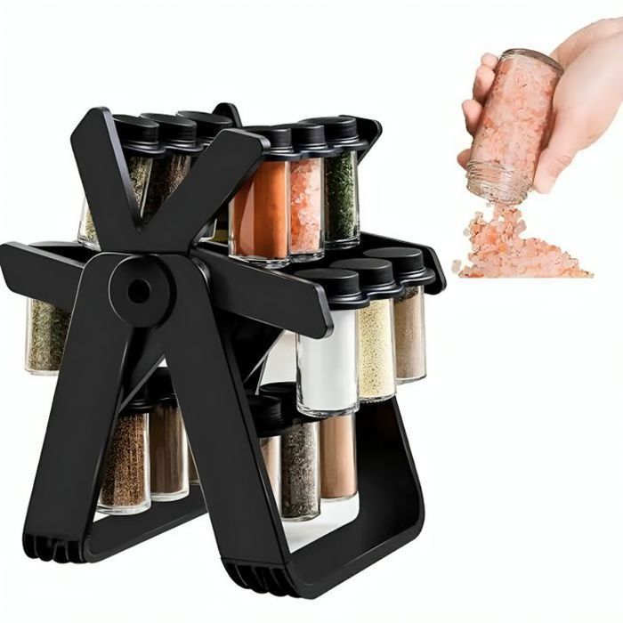Presentoir à Épices Rotatif 18 Bocaux – Organisation Pratique et Élégante ( Spice Rack 18 Jar )