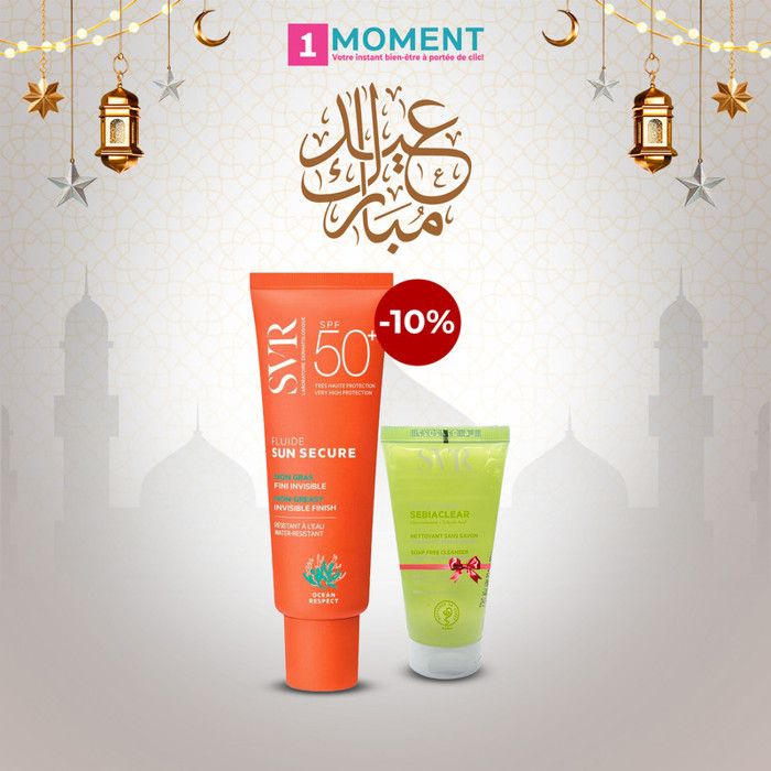 Routine Peaux Mixtes à Grasses : SVR SUN SECURE FLUIDE SPF50+Gel Nettoyant Purifiant 55ml offert
