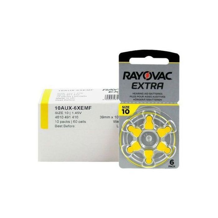 Rayovac Piles pour appareils auditifs EXTRA 10 boîte - 60 pièces