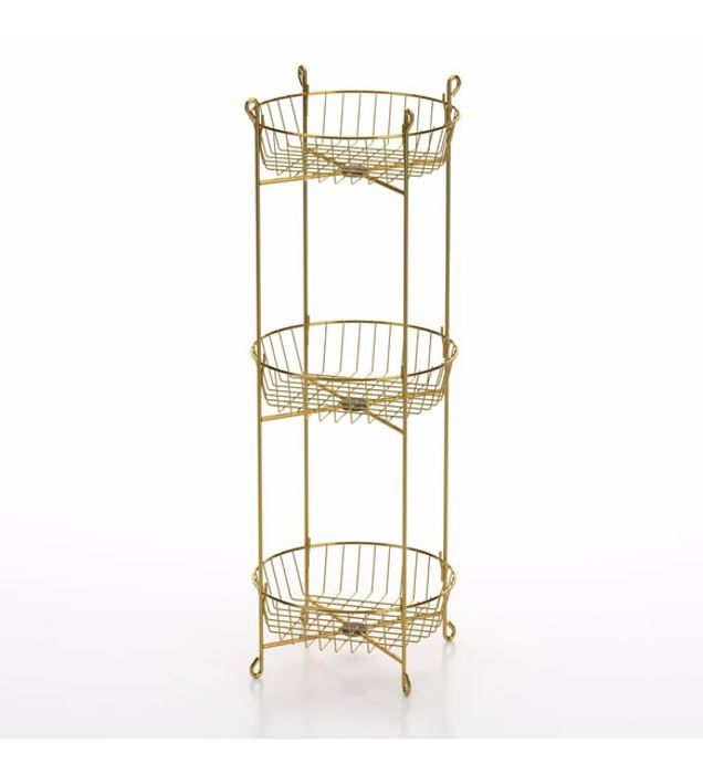 Panier rond pliable à 3 niveaux MG013 35x35x72 or