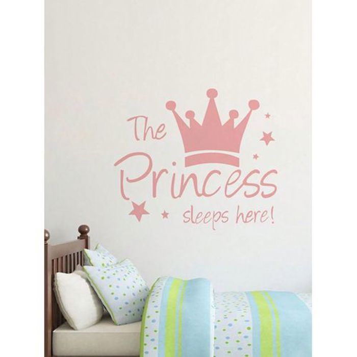 1 pièce Autocollant mural Couronne de princesse rose pour chambre d'enfant