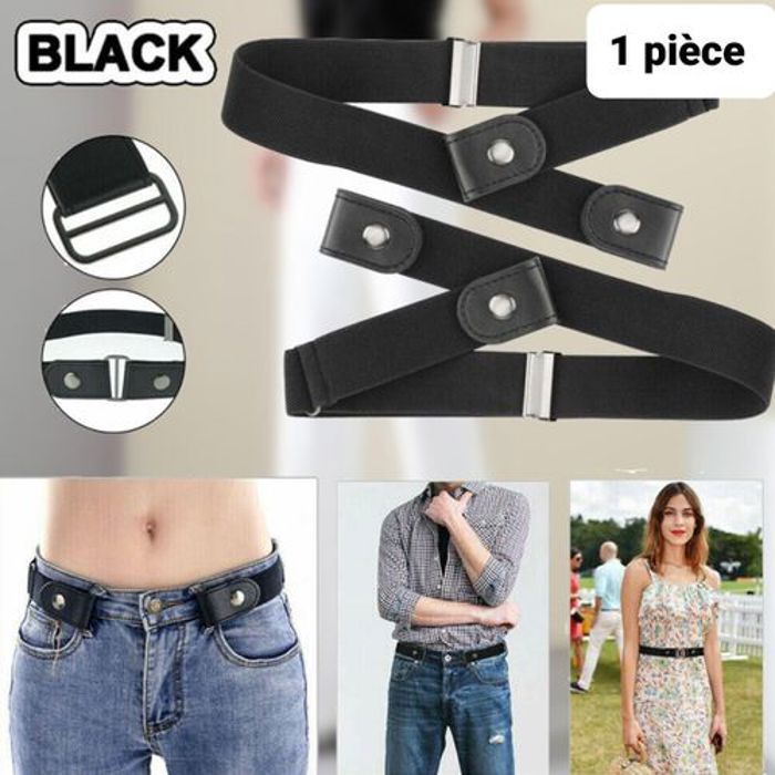 Ceinture sans boucle - Spencer - Élastique - Noir - Mixte - Confortable et discret