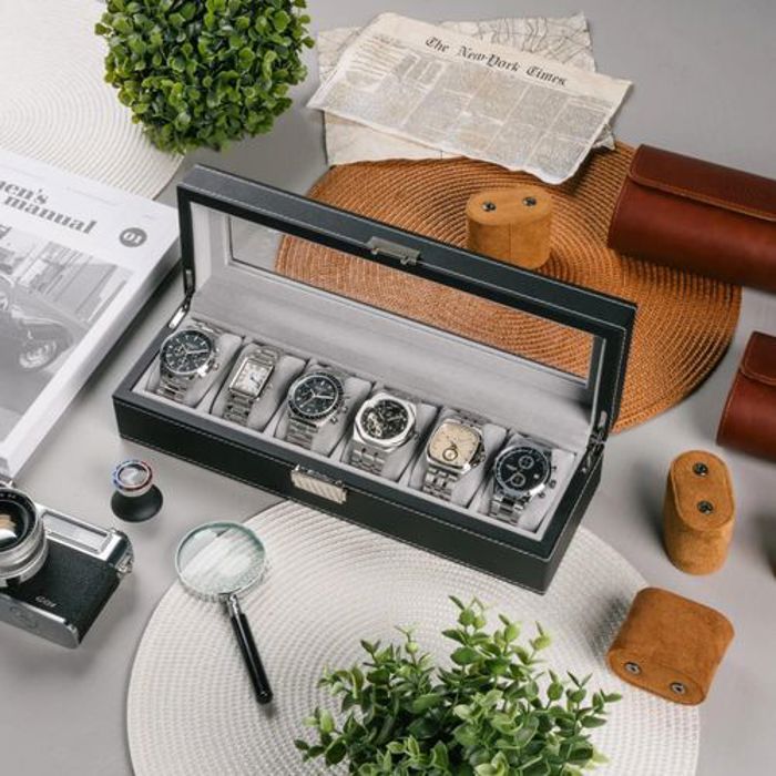 Boîte de Montre en Cuir, Style classique, 6 Positions, vitrine de montre, Boîte de présentation de Montre