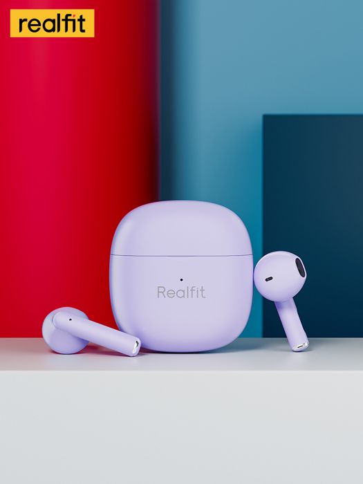 Écouteurs Bluetooth Realfit F1 – Intra-auriculaires – Violet – Autonomie 15 h avec Boîtier