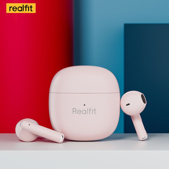 Écouteurs Bluetooth - REALFIT - F1 - Intra-auriculaires - Autonomie 25h - Rose