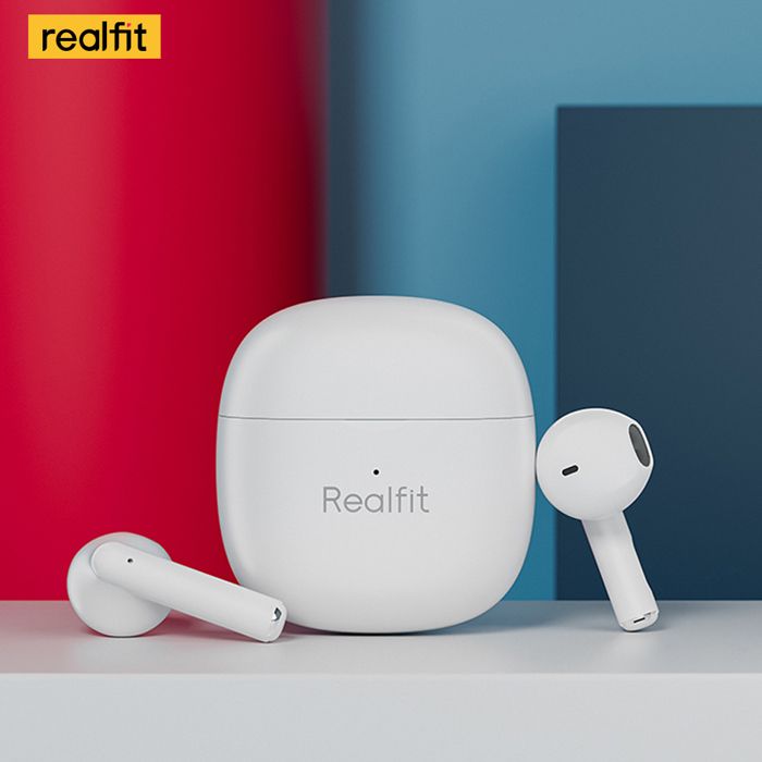 Realfit - F1 - Écouteurs Bluetooth - Intra-auriculaires - Autonomie 25h - Blanc