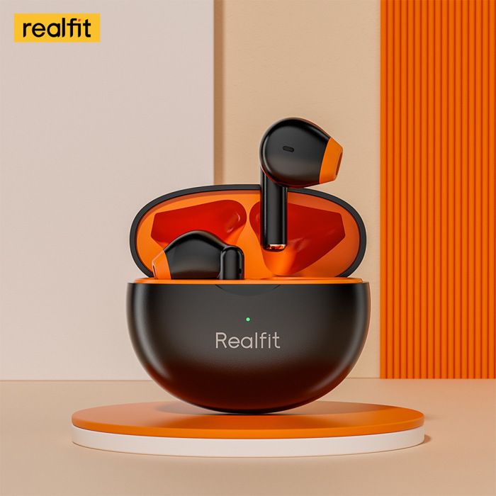 Écouteurs Bluetooth - REALFIT - F2 - HIFI - 25 heures d'autonomie - Intra-auriculaire - Noir