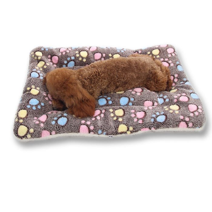 Lit Tapis pour Chien et Chat - 60x40 cm - Flanelle Épaisse - Couleur Marron - Lavable en Machine
