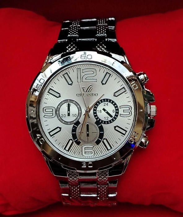 Montre Orlendo de luxe en acier inoxydable pr homme argenté 321