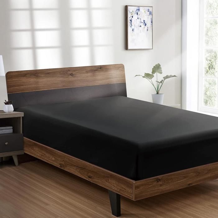 Drap Housse - Dwirty - Noir - 90x200 cm - Microfibre - Antiallérgique