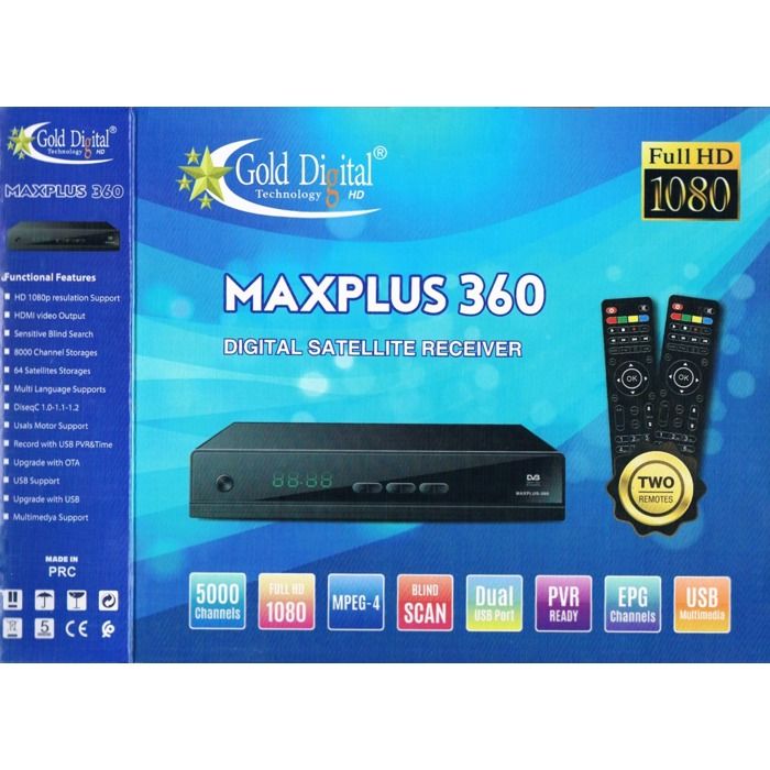 Récepteur Satellite - Gold Digital - MAXPLUS 360 - Full HD 1080p - 5000 chaînes - Double port USB