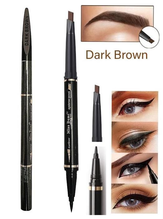 Stylo Eyeliner feutre Noir et Crayon à Sourcils Marron Foncé pointe triangulaire.