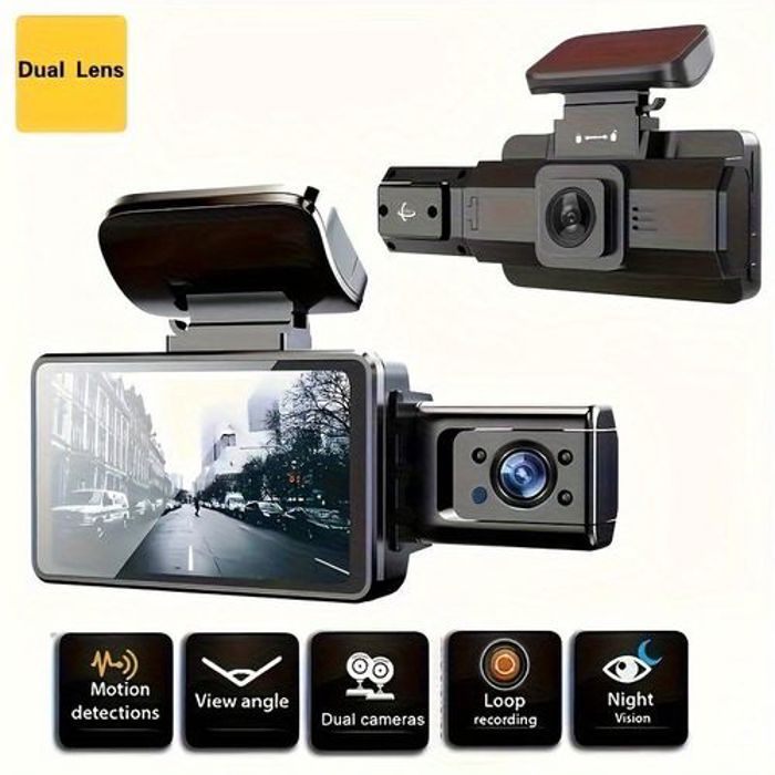 Caméra de tableau de bord pour voiture, enregistreur vidéo hd 1080p, 2 objectifs, boîte noire