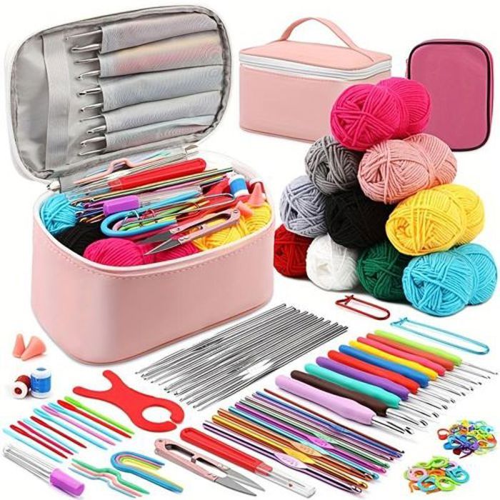 Kit de Crochet Complet de 129 pièces avec Fil, Crochets, & Accessoires -