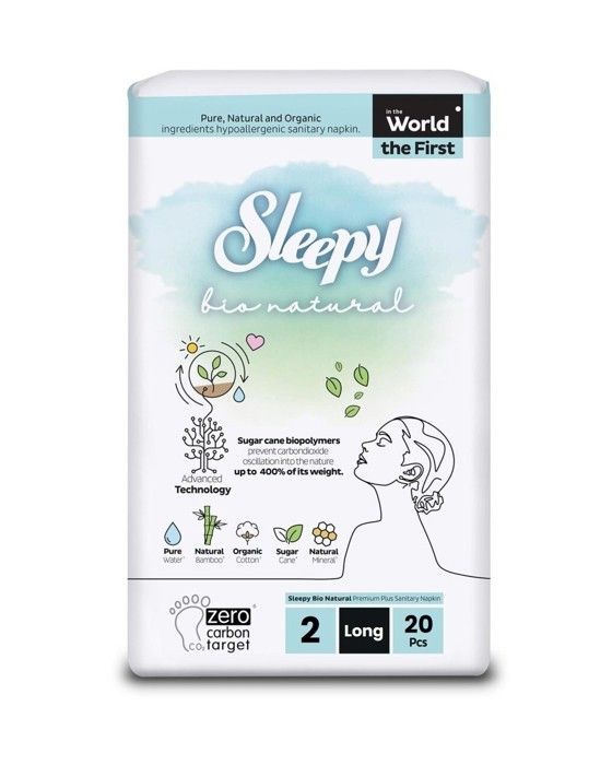 Sleepy BIO Natural Premium Serviettes hygièniques Long 20 Pcs