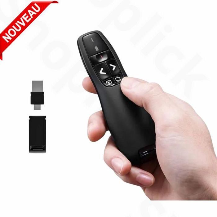 Pointeur laseer Présentateur PowerPoint sans fil Télécommande Stylo Laze-r Rouge 2.4 GHz Avec USB+C