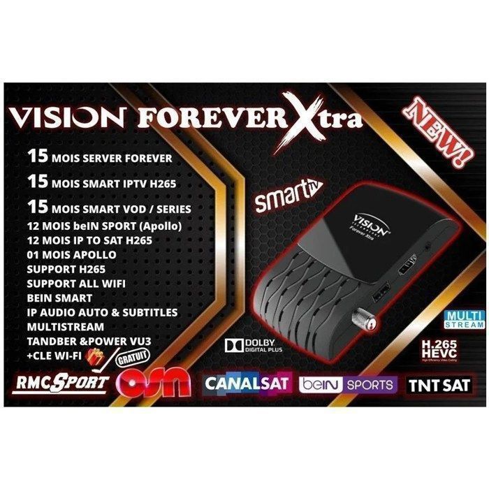 Récepteur numérique Vision Forever XTRA II – 15 Mois Smart IPTV