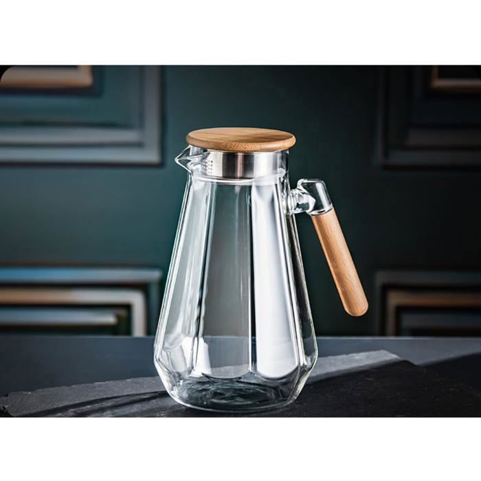 Set de Pichet en Verre 1,6L avec Couvercle + 4 Verres 300ml - Transparent & Élégant