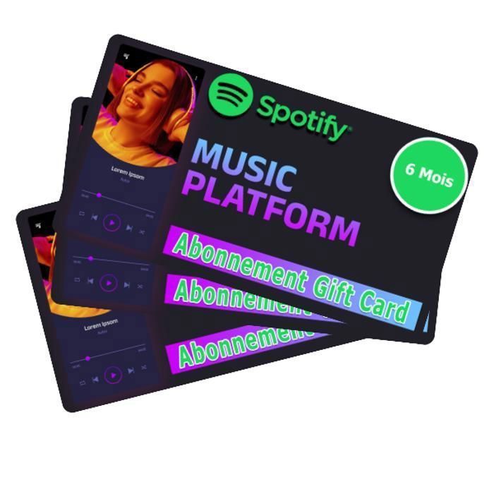 spotify premium  Abonnement Carte Cadeau 6 Mois