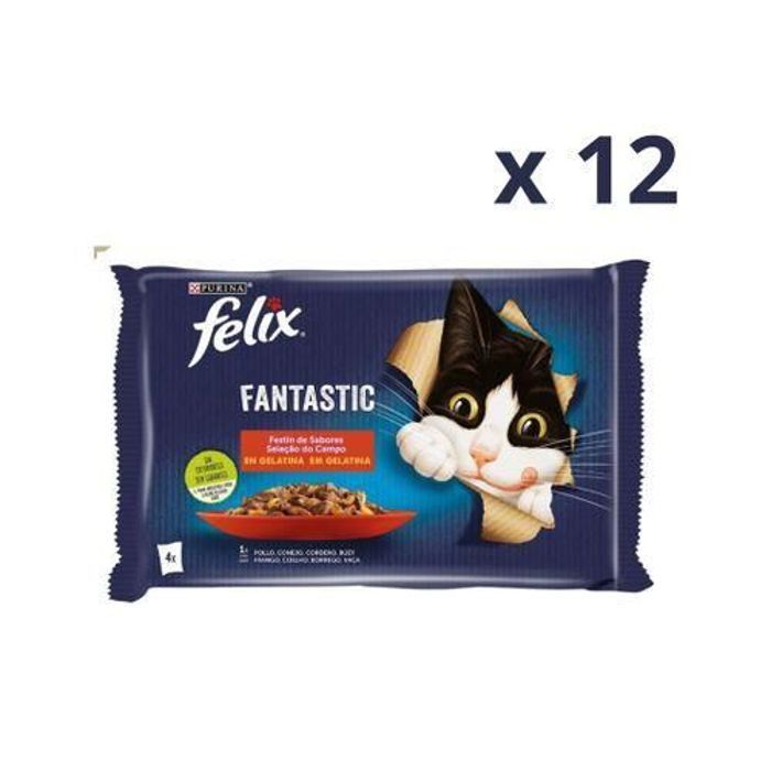 Felix Fantastic  Pâtées pour chat 12 paquets de 4 pochons (48 pochons de 85g)