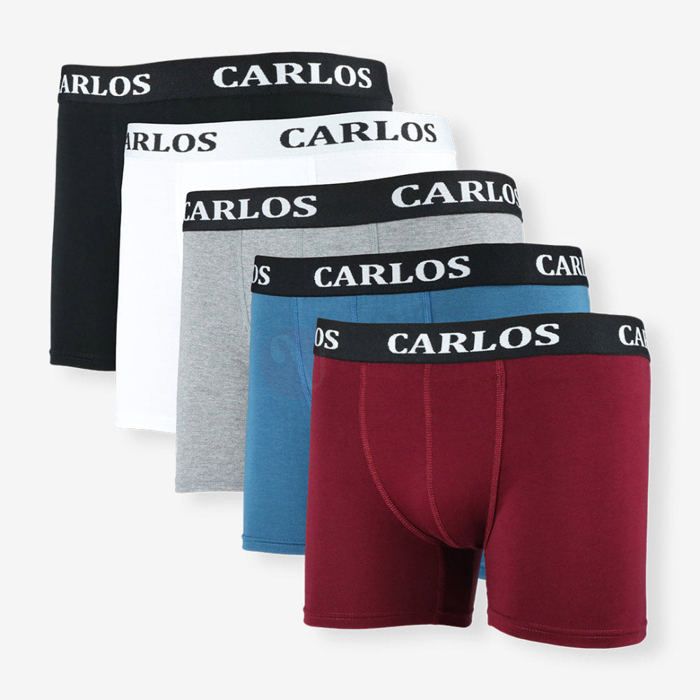 Boxers - CARLOS - Lot de 5 - Coton Doux - Multicolore - Confort Optimal