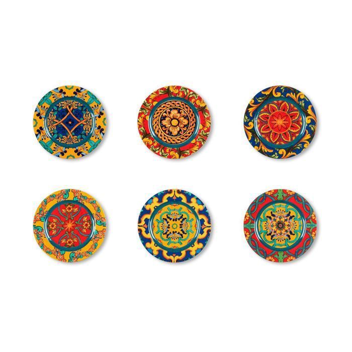 Ensemble de plats - EXCÉLSA - Trinacria - 6 pièces - 33 cm - Verre rond