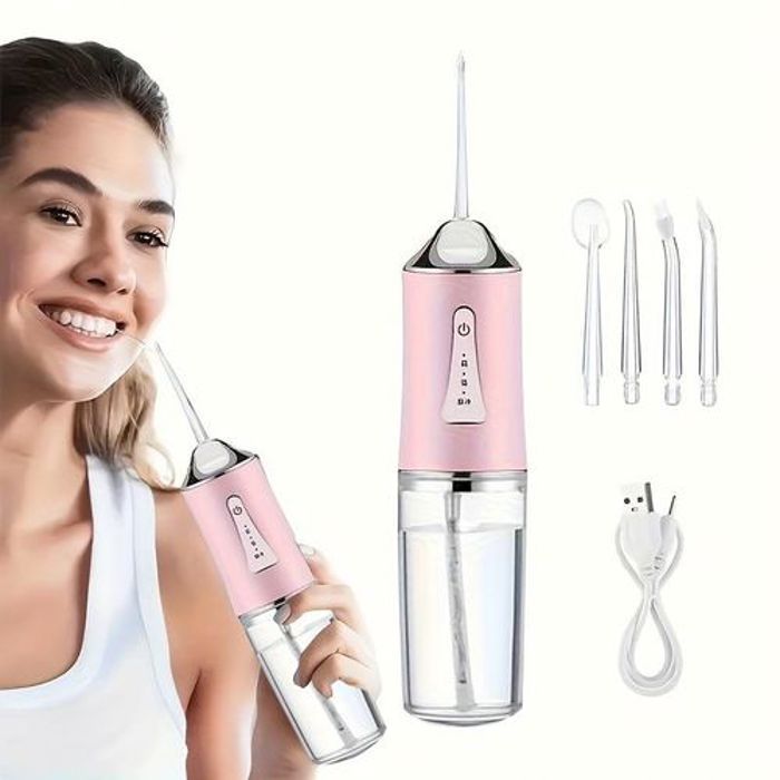 Fil Dentaire Portable Sans Fil Irrigateur Oral Nettoyage 3 Modes, Nettoyant Dentaire , ROSE,