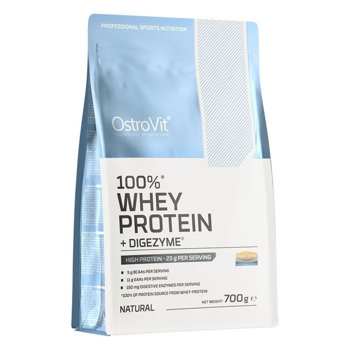 100% Whey Protein + Digezyme 700 g Natural - Protéine De Lactosérum Pure Avec Enzymes Digestives