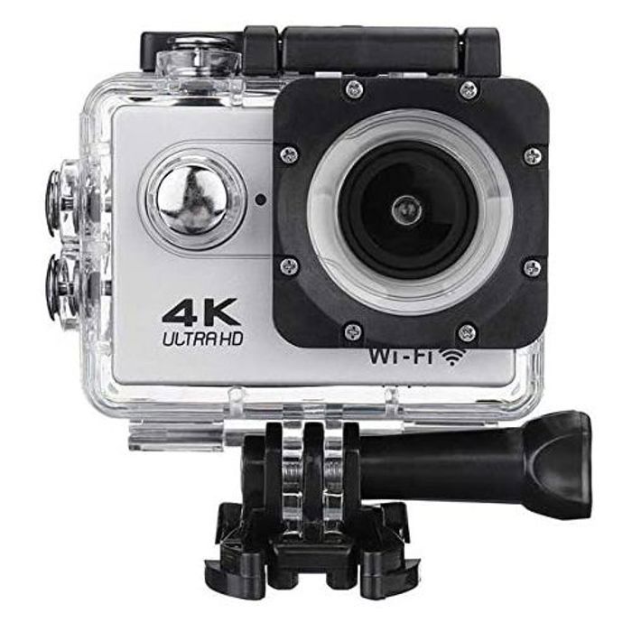 4K SPORTS Caméra Sport Action 4K WiFi Water resistant 30m +Kit d'accessoires SD Carte gris