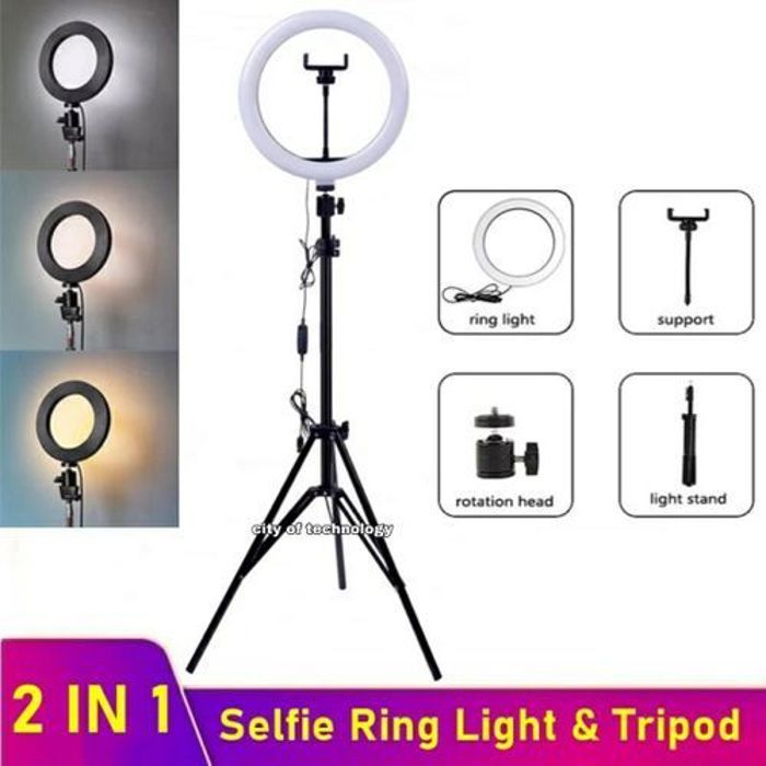 Astro Lighting Ring Light pour Makeup Artist YouTuber Live Video Photography 26 cm + trépied 2m