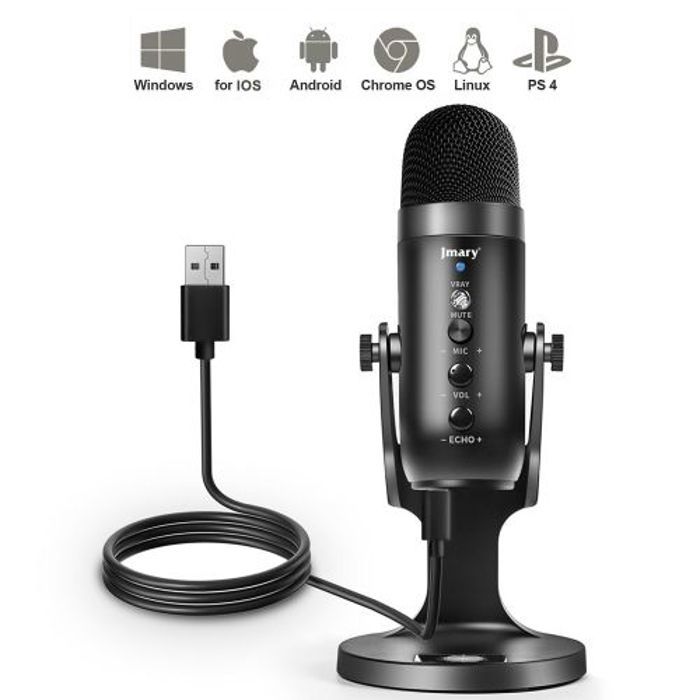Microphone PRO - Jmary - Cardioïde - USB Type-C - Compatible IOS/Android - Noir