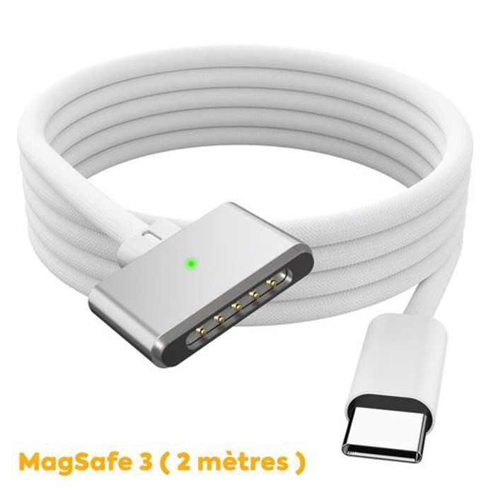 Câble d’alimentation - MacBook - USB C vers MagSafe 3 - 140W - 2m - Tressé résistant