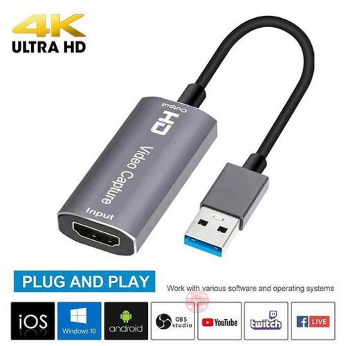 Carte d'Acquisition Vidéo 4K - HDMI - USB 3.0 - Streaming YouTube - Gaming - Compatible Windows/MacOS