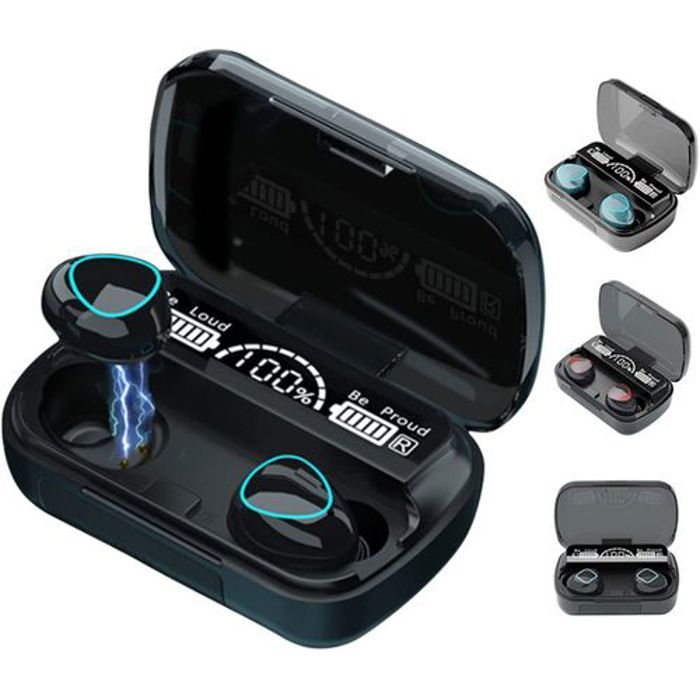 Écouteurs Bluetooth 5.3 sans Fil avec Microphone EarBuds  Indicateur de batterie LED