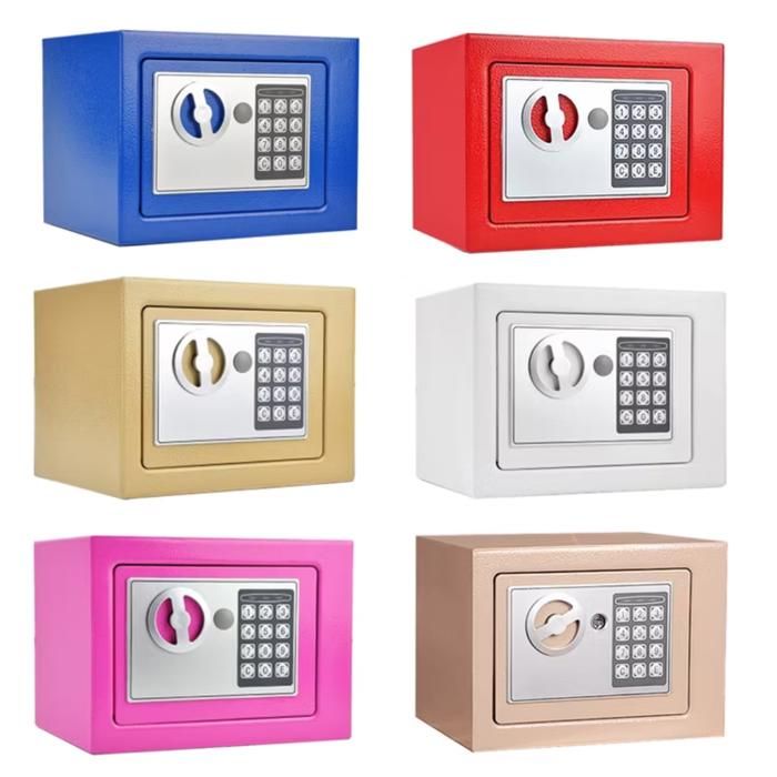 Coffre-fort électronique sécurisé avec verrouillage double, ignifuge, pour protéger argent, bijoux et documents.