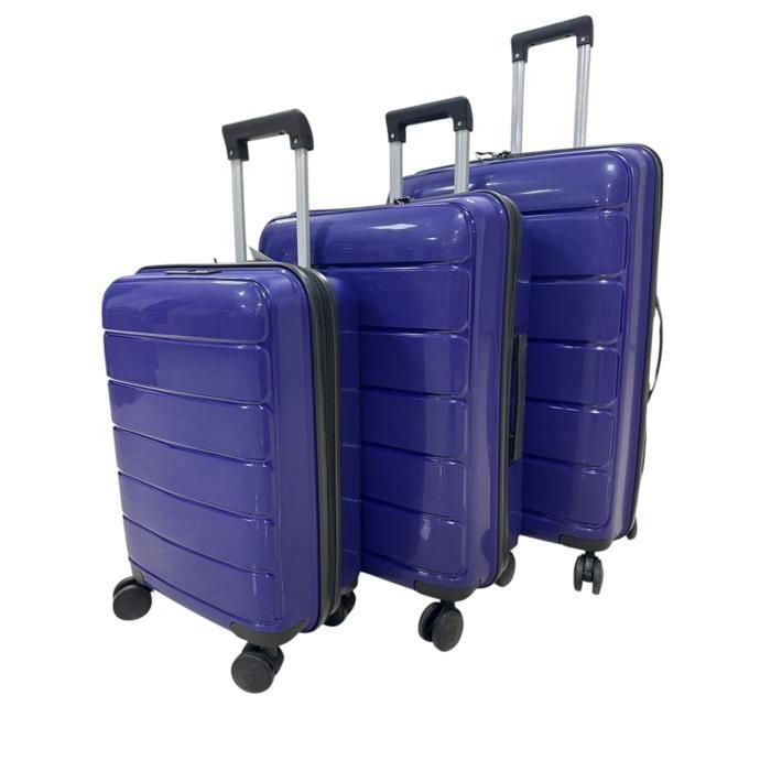 SET DE 3 Valises - SYDNEY -(55x65x75cm) - Polypropylène - Bleu - T20/T24/T28