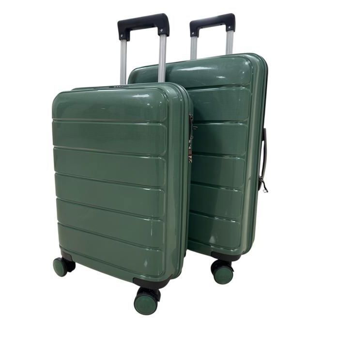 SET DE 2 Valises PP - SYDNEY - (55x65cm) - Vert - Résistante et légère - T20 & T24