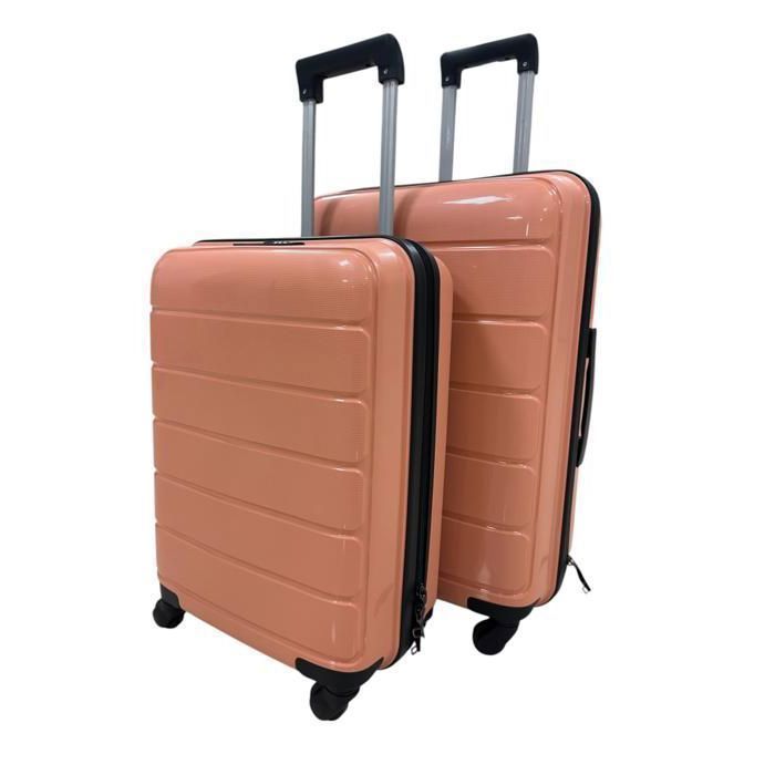 SET DE 2 Valises - SYDNEY  (55x65cm) - Polypropylène - 4 Roulettes - Saumon- T20 & T24