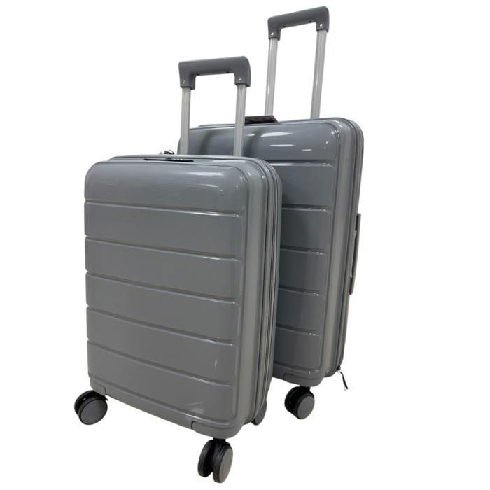 SET DE 2 Valises - SYDNEY (55x65cm) - Polypropylène - 4 Roulettes - Gris- T20 & T24