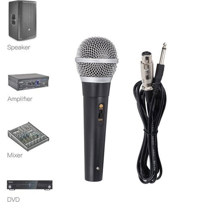 Microphone dynamique - Pyle - PDMIC59 - Cardioïde - Câble XLR inclus - Résistant à l'humidité