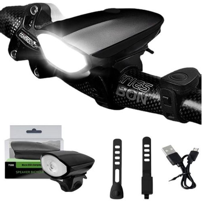 Lampe de Vélo LED en Silicone avec Klaxon – Rechargeable, Étanche IP44