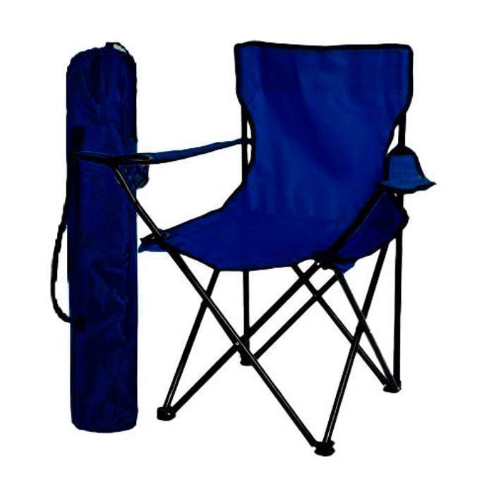 Chaise de plage - Premium - Pliable - Sac de transport - Porte-gobelet - Bleu foncé