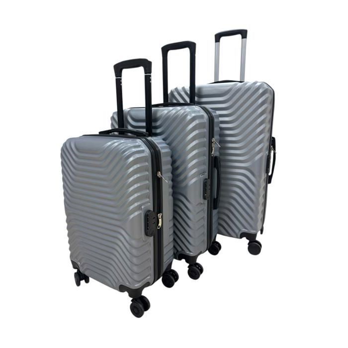 SET DE 3 Valises ABS - New York (54x68x76cm) - Gris  - Coque rigide - T20 T24 T28