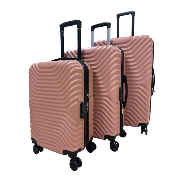 SET DE 3 Valises ABS - New York - (54x68x76cm)  - Saumon  - Coque rigide - T20 T24 T28