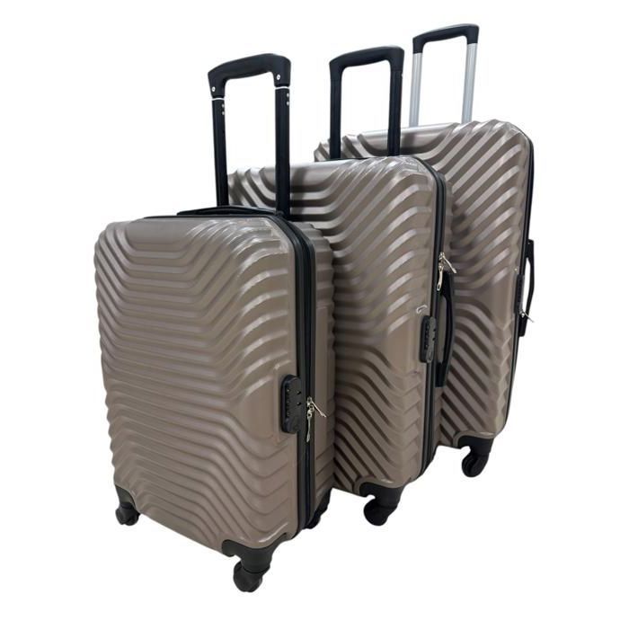 SET DE 3 Valises ABS - New York ( 54x68x76cm) - Gris foncé  - Coque rigide - T20 T24 T28