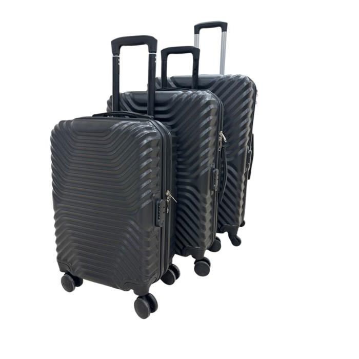 SET DE 3 Valises ABS - New York (54x68x76cm)  - Noir - T20, T24, T28 - Coque rigide